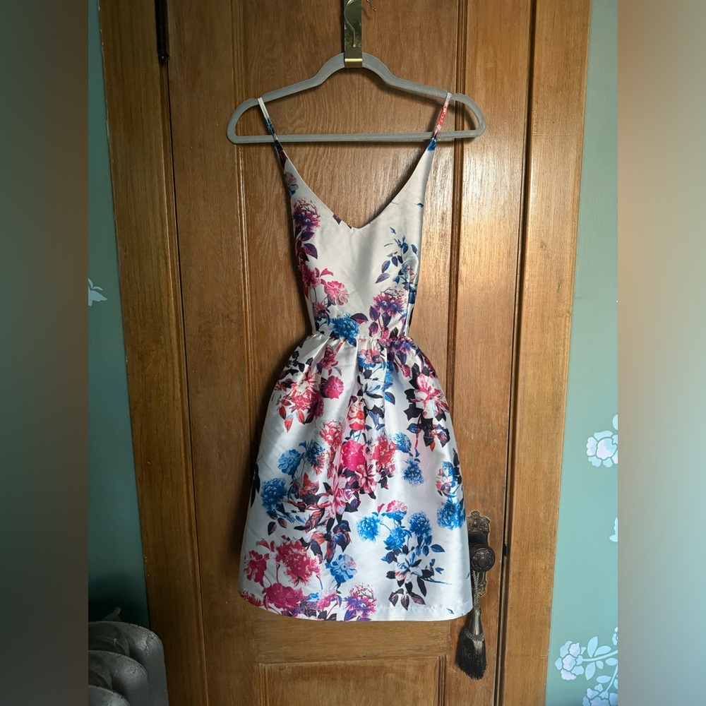 AKIRA Floral Print Dress - White, Blue, Red - Picture 9 of 12